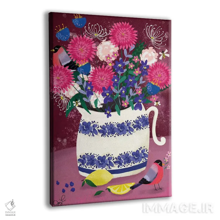 تابلو دکوراتیو دالیاها اثر جوی لافرم - نمای پرسپکتیو محصول