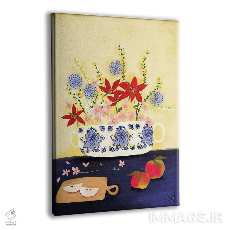 تابلو دکوراتیو گل های وحشی دلفت ۱ اثر جوی لافرم - نمای پرسپکتیو محصول