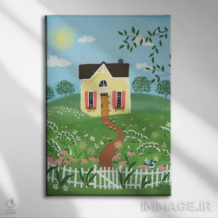 تابلو دکوراتیو ترکیب هنر فولکلور ۱ اثر جوی لافرم - نمای روبهرو روی دیوار