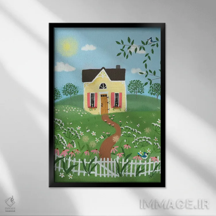 تابلو دکوراتیو ترکیب هنر فولکلور ۱ اثر جوی لافرم - نمای قابدار مشکی