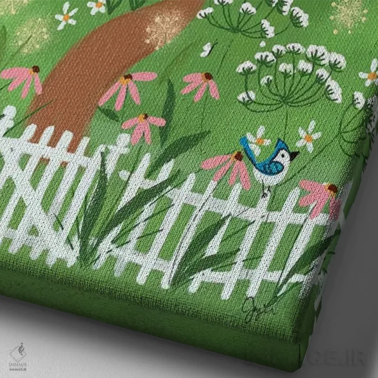 تابلو دکوراتیو ترکیب هنر فولکلور ۱ اثر جوی لافرم - نمای نزدیک بافت بوم