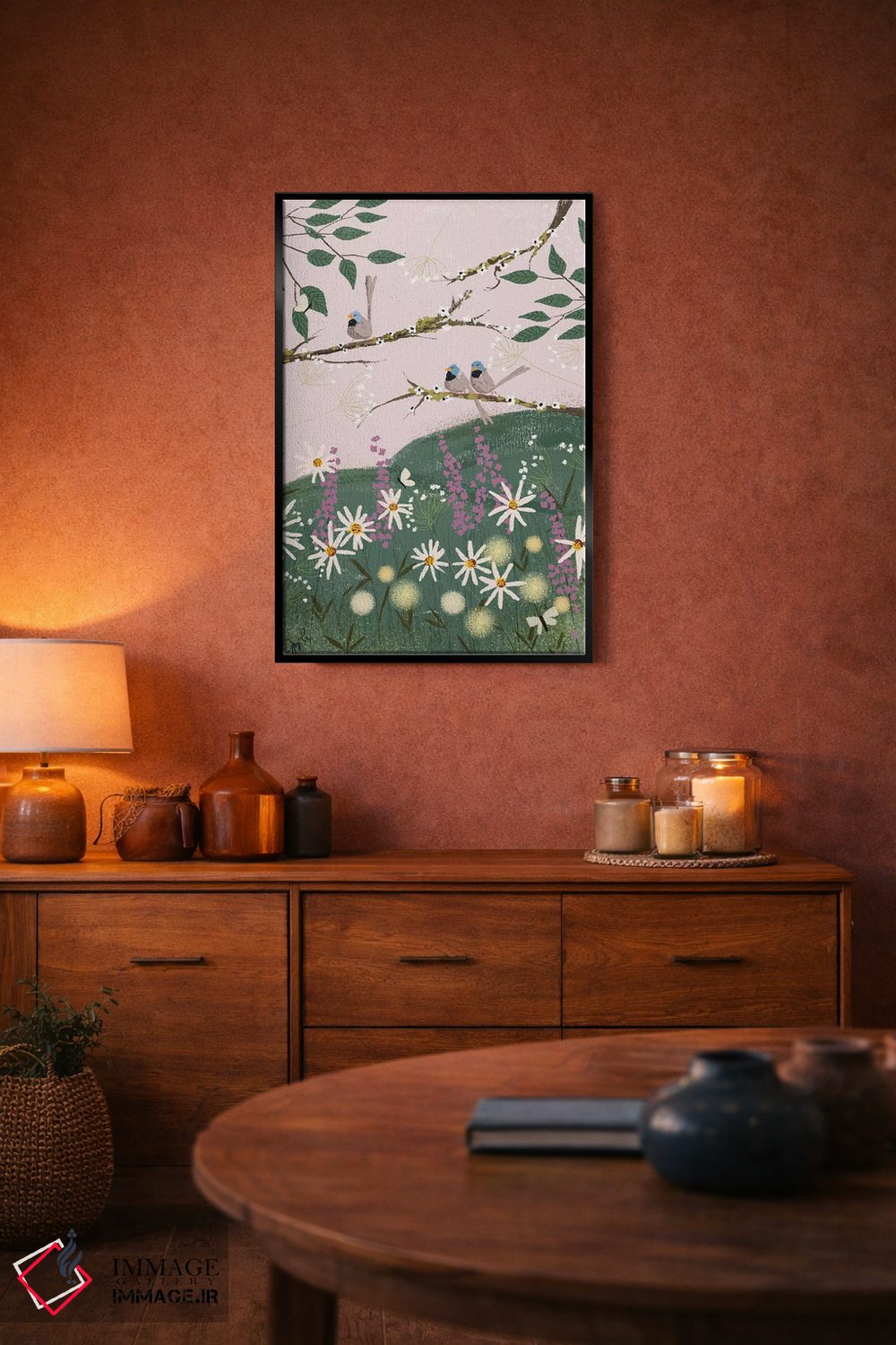 تابلو دکوراتیو فنچ های آبی اثر جوی لافرم - D5B