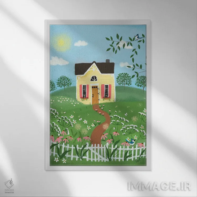 تابلو دکوراتیو ترکیب هنر فولکلور ۱ اثر جوی لافرم - نمای قابدار سفید