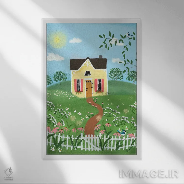 تابلو دکوراتیو ترکیب هنر فولکلور ۱ اثر جوی لافرم - نمای قابدار سفید