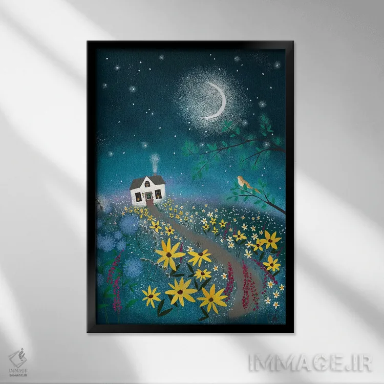 تابلو دکوراتیو بلبل اثر جوی لافرم - نمای قابدار مشکی