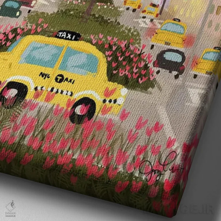 تابلو دکوراتیو خیابان پارک اثر جوی لافرم - نمای نزدیک بافت بوم