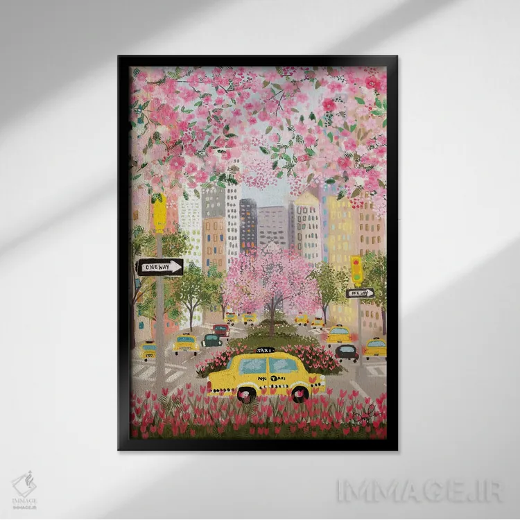 تابلو دکوراتیو خیابان پارک اثر جوی لافرم - نمای قابدار مشکی