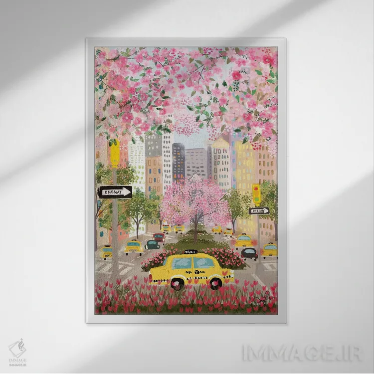 تابلو دکوراتیو خیابان پارک اثر جوی لافرم - نمای قابدار سفید