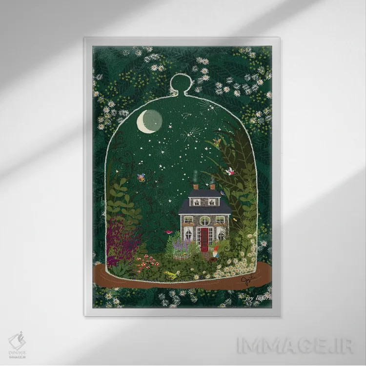 تابلو دکوراتیو تراریوم ۱ اثر جوی لافرم - نمای قابدار سفید