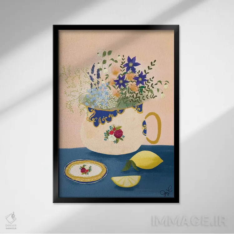 تابلو دکوراتیو گل وحشی استافوردشایر اثر جوی لافرم - نمای قابدار مشکی