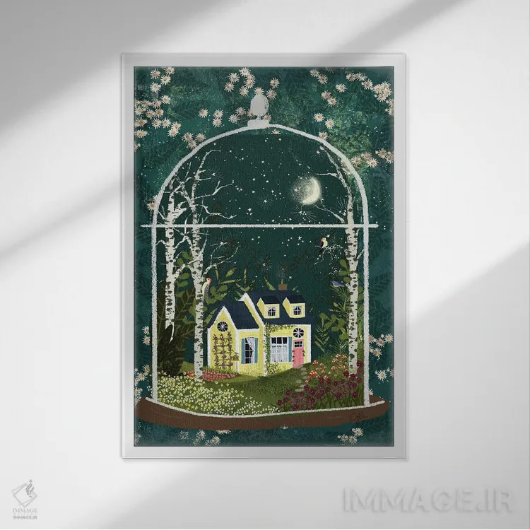 تابلو دکوراتیو تراریوم ۳ اثر جوی لافرم - نمای قابدار سفید