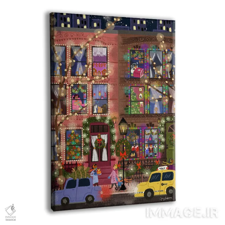 تابلو دکوراتیو خانه های ردیفی کریسمسی اثر جوی لافرم - نمای پرسپکتیو محصول