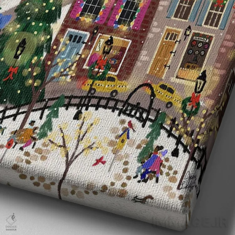 تابلو دکوراتیو شهر درخشان اثر جوی لافرم - نمای نزدیک بافت بوم