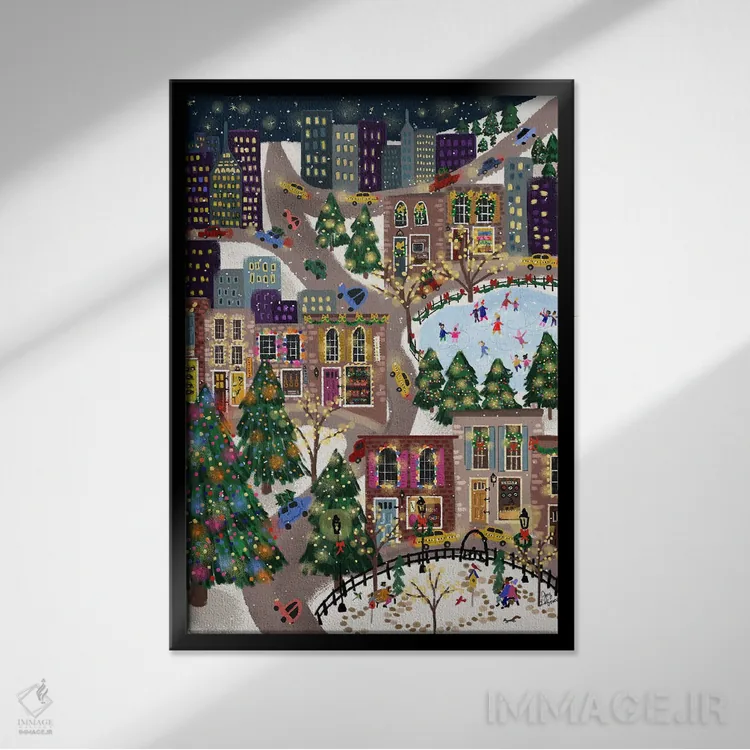 تابلو دکوراتیو شهر درخشان اثر جوی لافرم - نمای قابدار مشکی