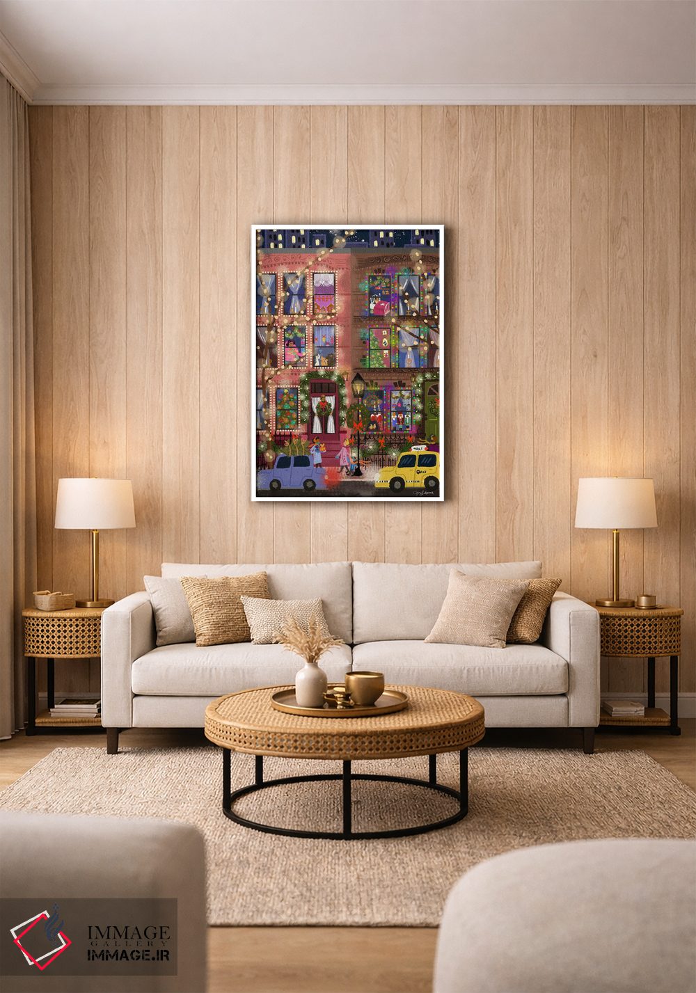 تابلو دکوراتیو خانه های ردیفی کریسمسی اثر جوی لافرم - D1W