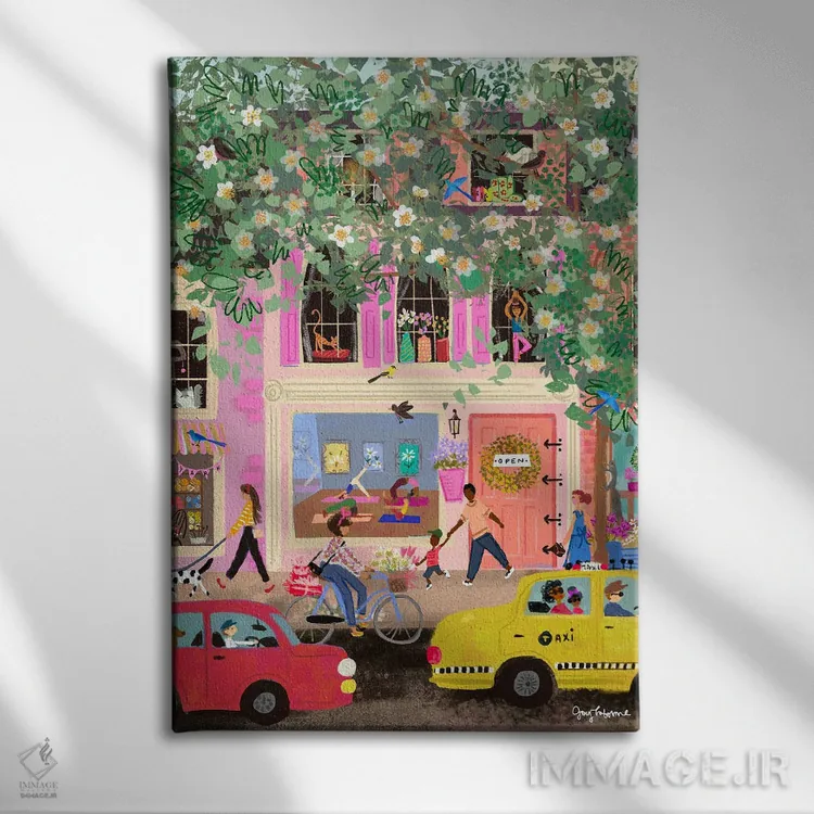 تابلو دکوراتیو رویای صورتی خیابان بهار اثر جوی لافرم - نمای روبهرو روی دیوار