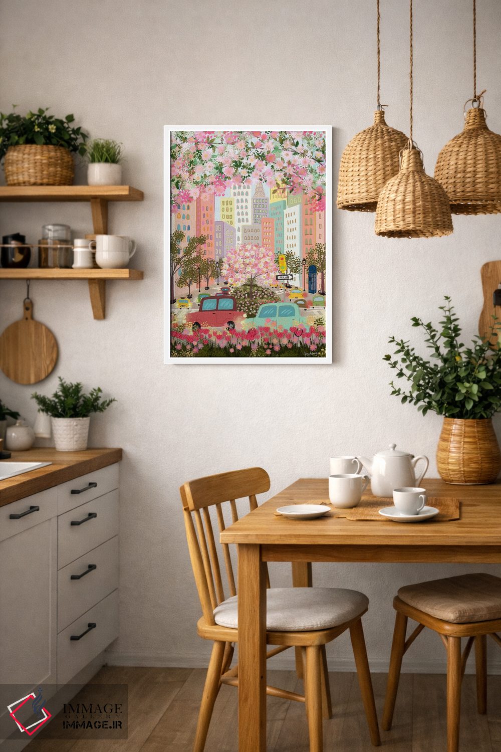 تابلو دکوراتیو روز صورتی مه آلود اثر جوی لافرم - D3W