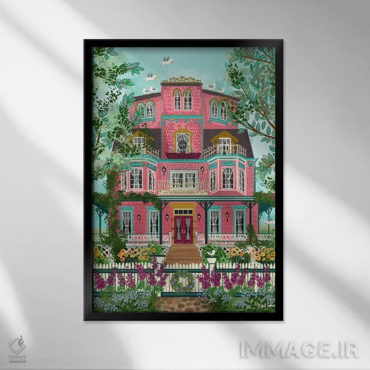 تابلو دکوراتیو خانه ساحلی اثر جوی لافرم - نمای قابدار مشکی