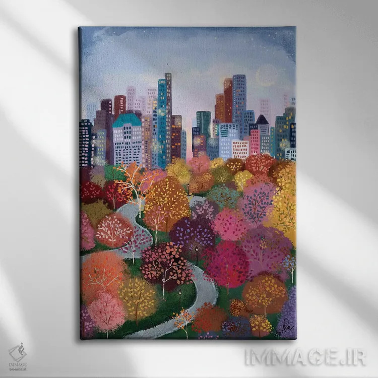 تابلو دکوراتیو پاییز در پارک اثر جوی لافرم - نمای روبهرو روی دیوار