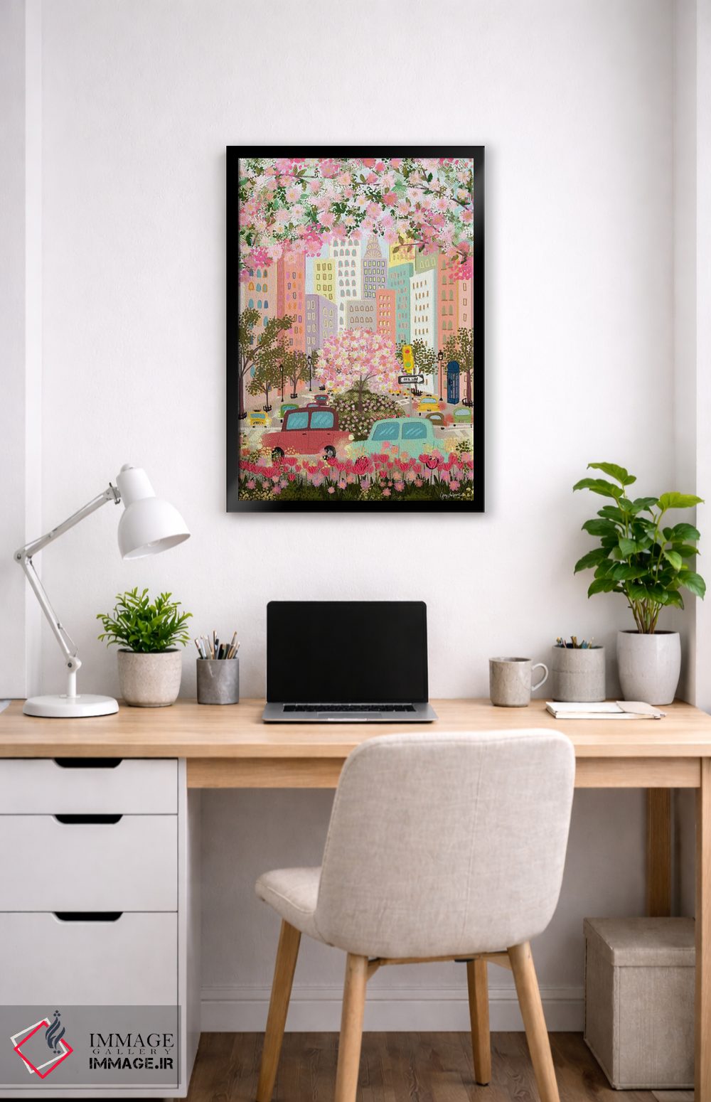 تابلو دکوراتیو روز صورتی مه آلود اثر جوی لافرم - D6B