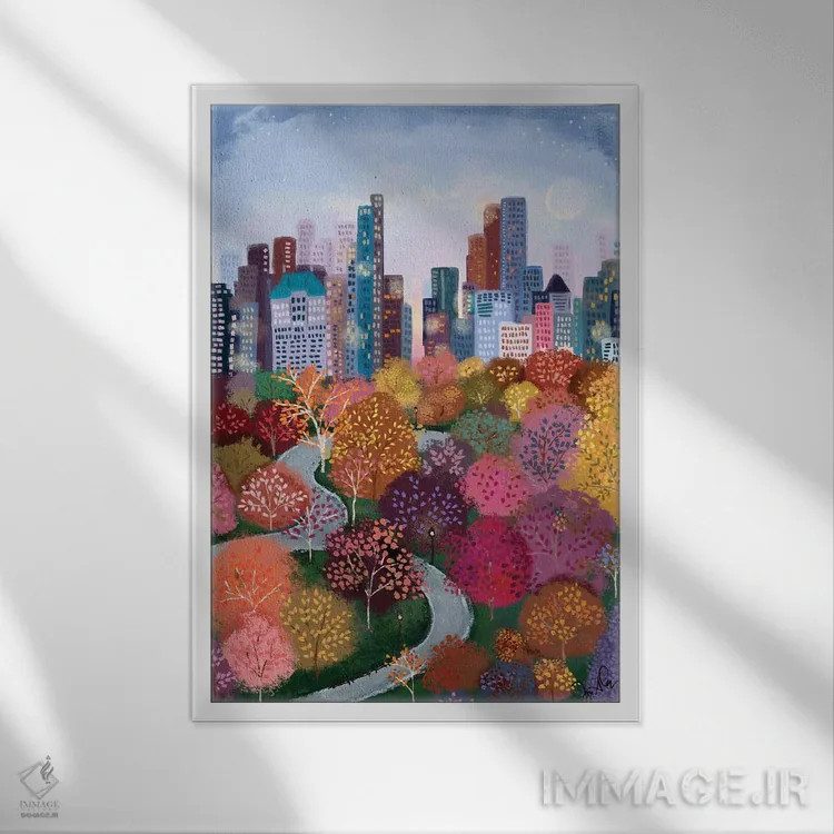 تابلو دکوراتیو پاییز در پارک اثر جوی لافرم - نمای قابدار سفید