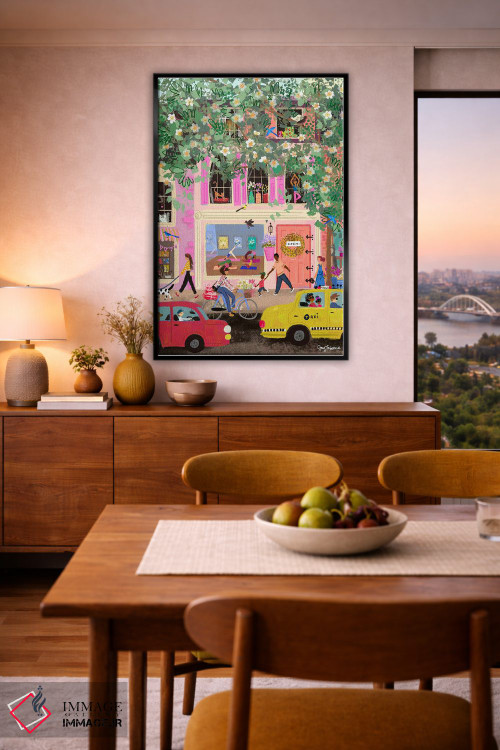 تابلو دکوراتیو رویای صورتی خیابان بهار اثر جوی لافرم - D6B