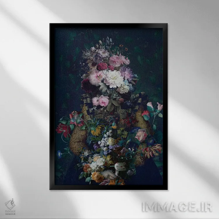 تابلو دکوراتیو طبیعت بی جان اثر خوزه لوئیس گوئررو - نمای قابدار مشکی