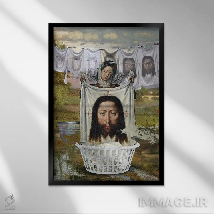 تابلو دکوراتیو بند رخت اثر خوزه لوئیس گوئررو - نمای قابدار مشکی