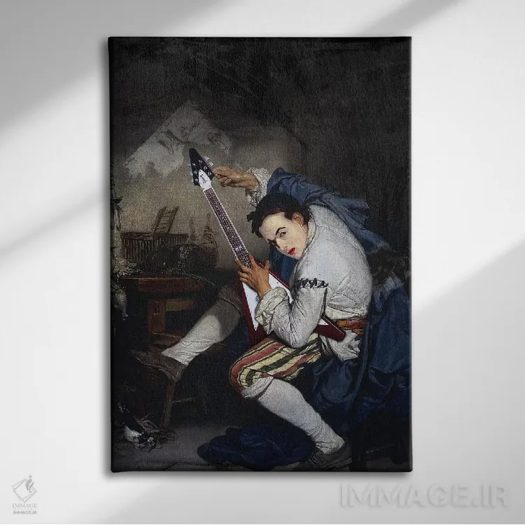 تابلو دکوراتیو گیتاریست اثر خوزه لوئیس گوئررو - نمای روبهرو روی دیوار
