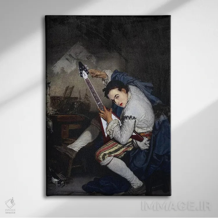 تابلو دکوراتیو گیتاریست اثر خوزه لوئیس گوئررو - نمای روبهرو روی دیوار