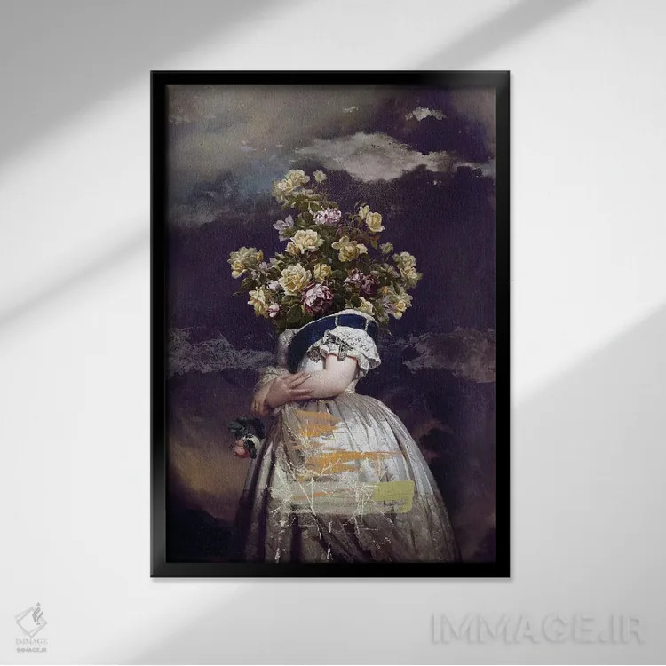 تابلو دکوراتیو گل ها اثر خوزه لوئیس گوئررو - نمای قابدار مشکی