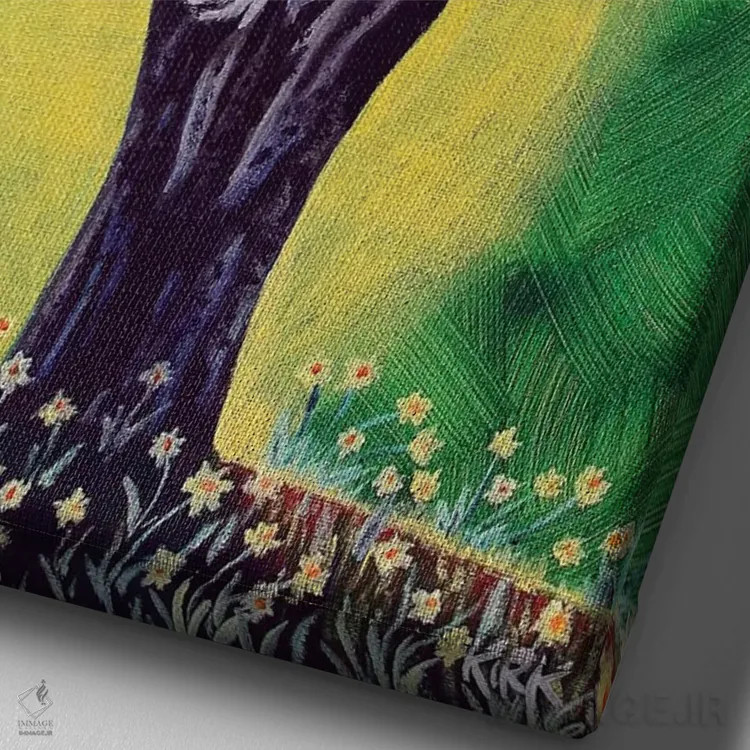 تابلو دکوراتیو در حال شکوفه اثر جری لی کرک - نمای نزدیک بافت بوم