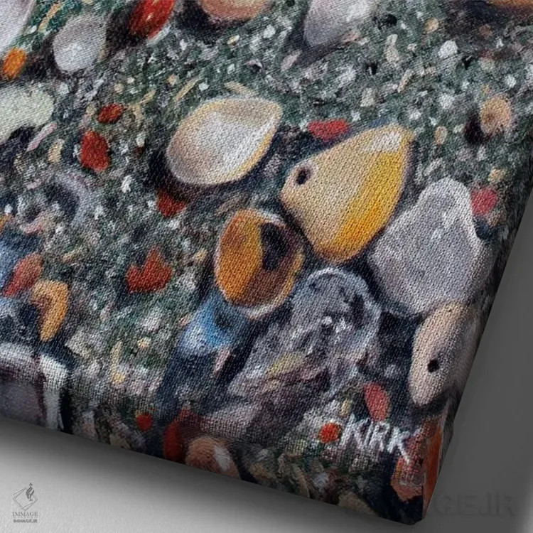 تابلو دکوراتیو بازمانده های جزر و مد اثر جری لی کرک - نمای نزدیک بافت بوم