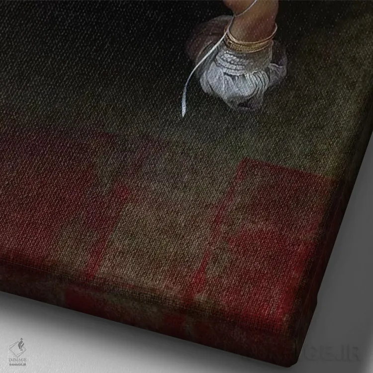 تابلو دکوراتیو پرتره زن با آب نبات و بادکنک اثر خوزه لوئیس گوئررو - نمای نزدیک بافت بوم