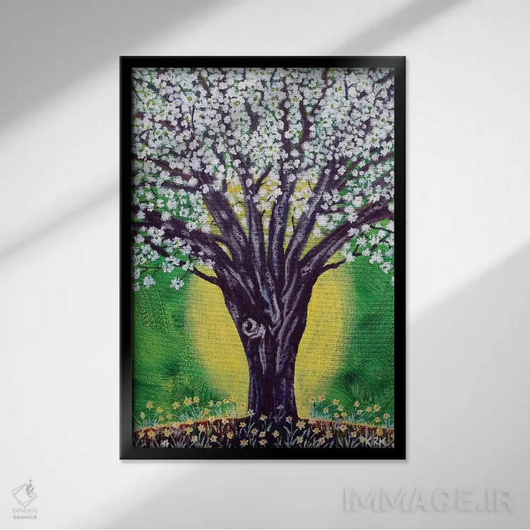 تابلو دکوراتیو در حال شکوفه اثر جری لی کرک - نمای قابدار مشکی