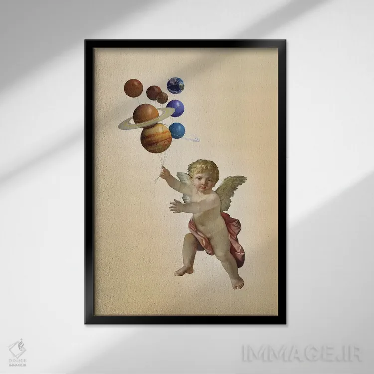 تابلو دکوراتیو فرشته اثر خوزه لوئیس گوئررو - نمای قابدار مشکی