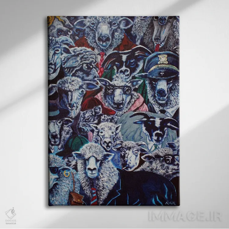 تابلو دکوراتیو گوسفندان اثر جری لی کرک - نمای روبهرو روی دیوار