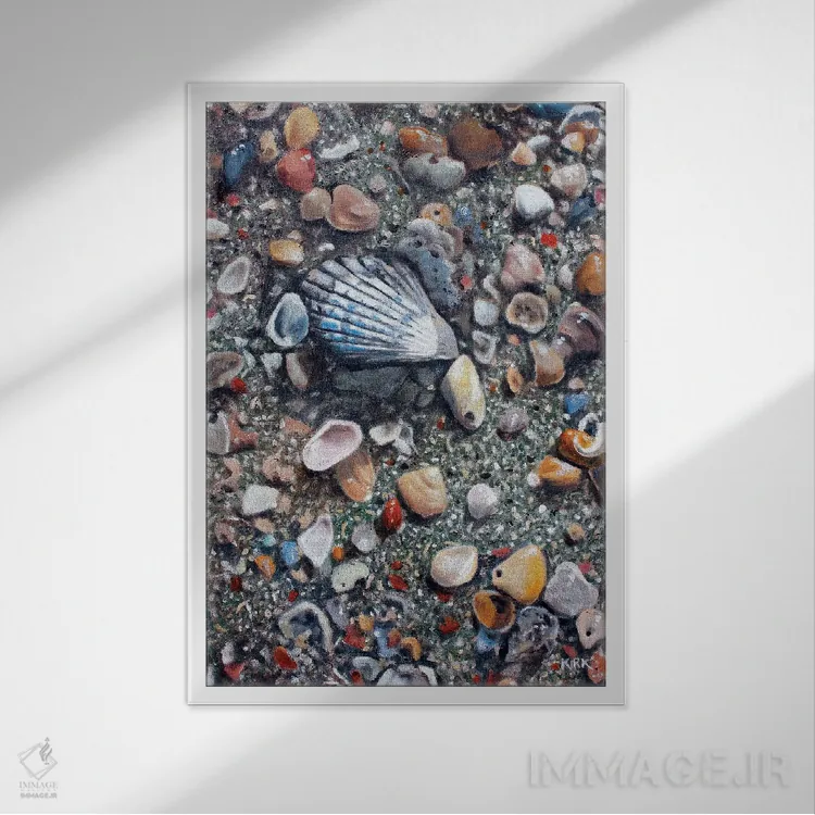 تابلو دکوراتیو بازمانده های جزر و مد اثر جری لی کرک - نمای قابدار سفید