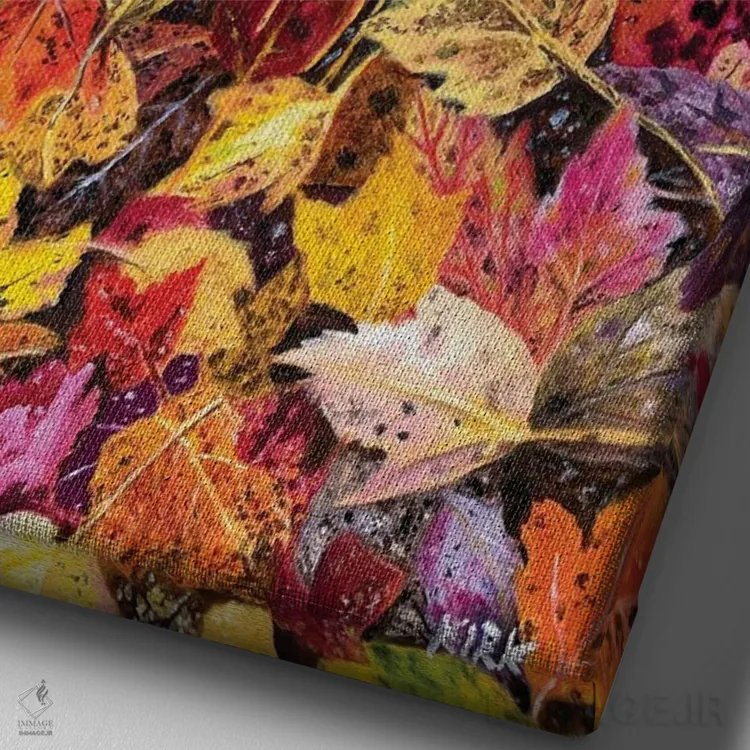 تابلو دکوراتیو پاییز فرو افتاده اثر جری لی کرک - نمای نزدیک بافت بوم