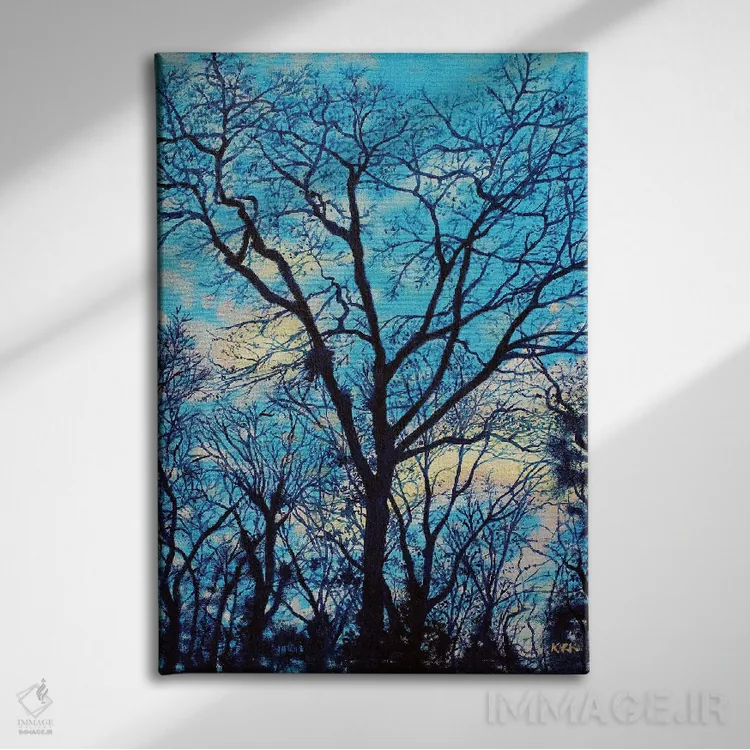 تابلو دکوراتیو درختان غروب اثر جری لی کرک - نمای روبهرو روی دیوار