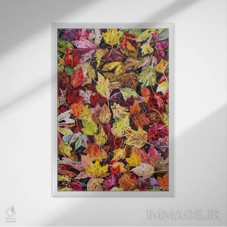 تابلو دکوراتیو پاییز فرو افتاده اثر جری لی کرک - نمای قابدار سفید