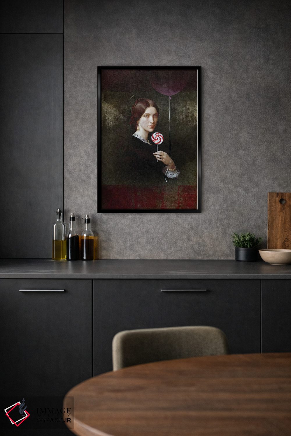 تابلو دکوراتیو پرتره زن با آب نبات و بادکنک اثر خوزه لوئیس گوئررو - D1B