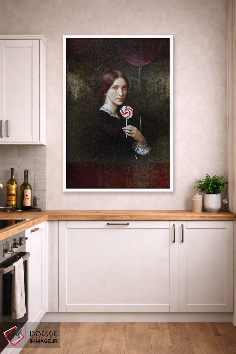 تابلو دکوراتیو پرتره زن با آب نبات و بادکنک اثر خوزه لوئیس گوئررو - D4W
