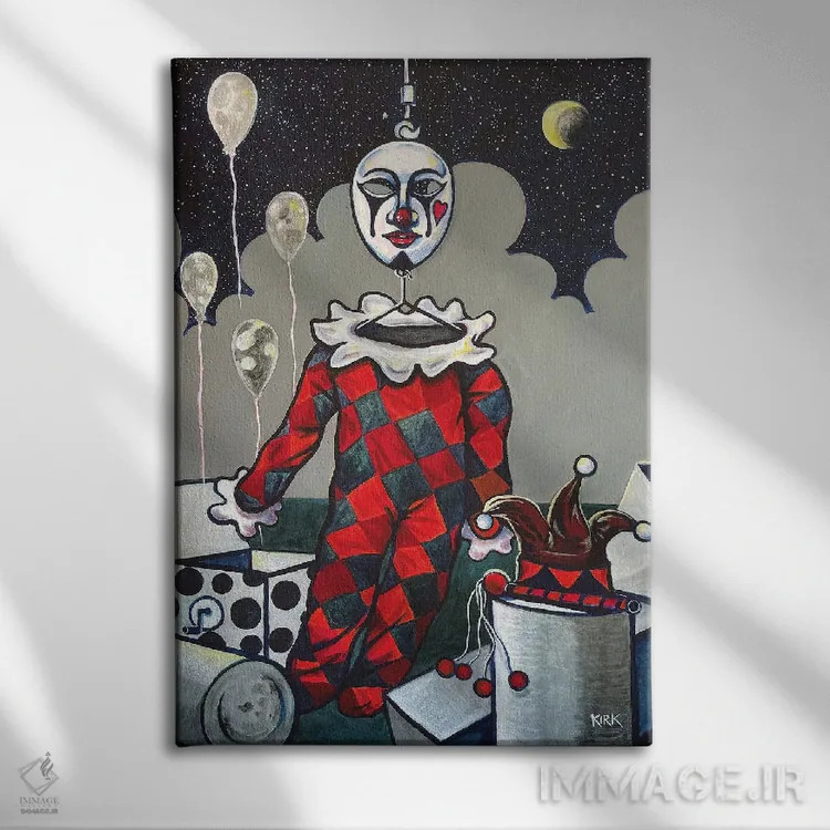 تابلو دکوراتیو مرثیه ای برای هارلکین اثر جری لی کرک - نمای روبهرو روی دیوار