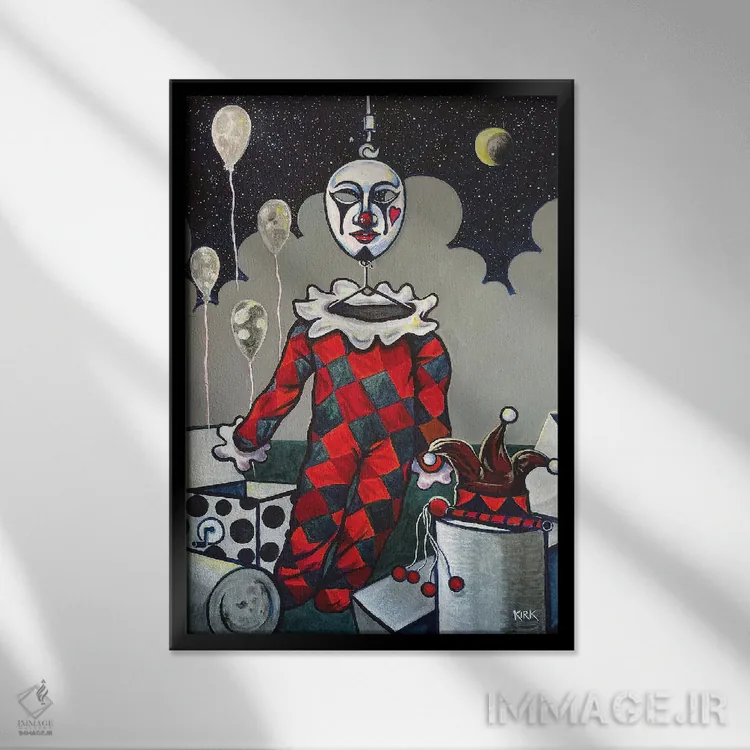 تابلو دکوراتیو مرثیه ای برای هارلکین اثر جری لی کرک - نمای قابدار مشکی