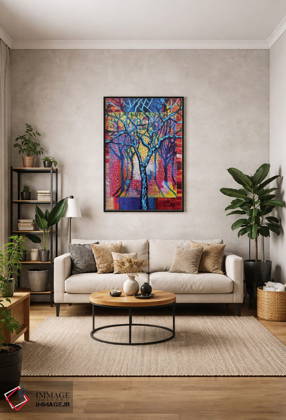 تابلو دکوراتیو درختان آبی در منظره انتزاعی اثر جری لی کرک - D1B