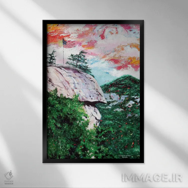 تابلو دکوراتیو تخته سنگ دودکشی اثر جری لی کرک - نمای قابدار مشکی