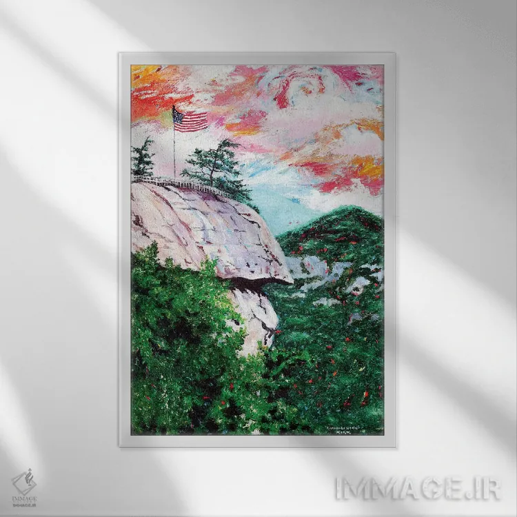 تابلو دکوراتیو تخته سنگ دودکشی اثر جری لی کرک - نمای قابدار سفید