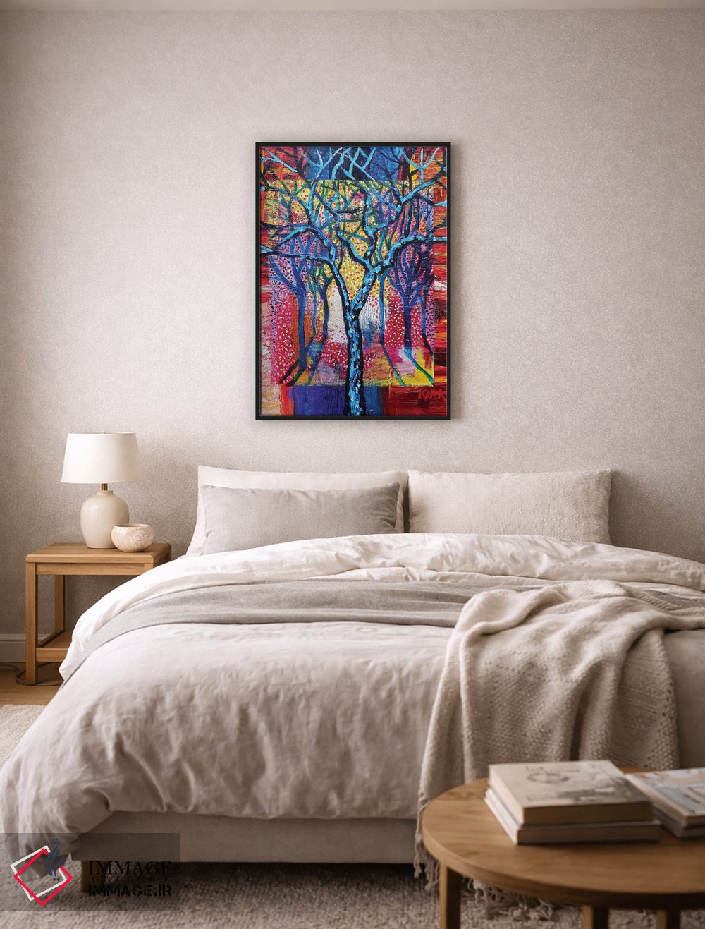 تابلو دکوراتیو درختان آبی در منظره انتزاعی اثر جری لی کرک - D6B