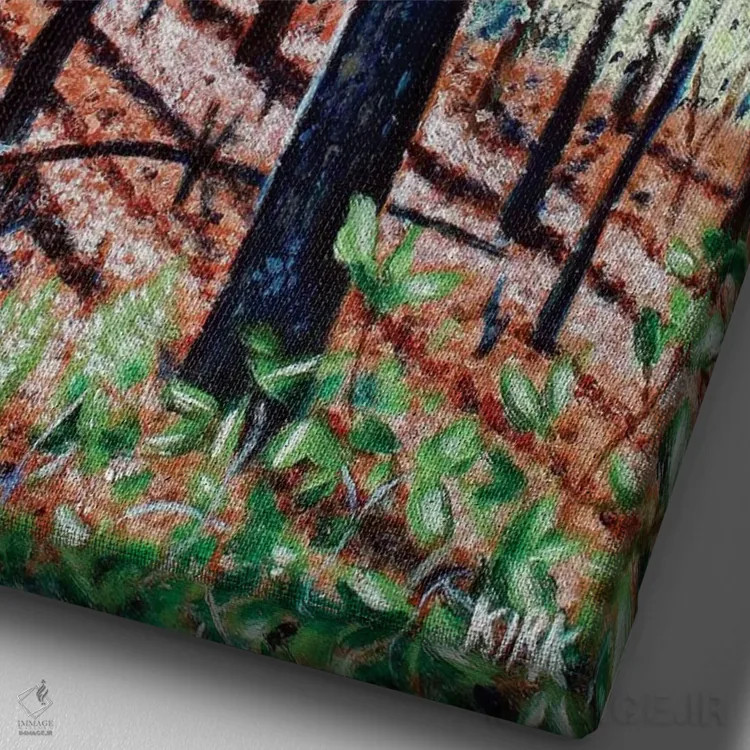 تابلو دکوراتیو جنگل های عمیق اثر جری لی کرک - نمای نزدیک بافت بوم